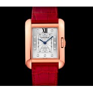 Cartier Tank Anglaise Grand modèle index sertis Or rose / cuir WJTA0006